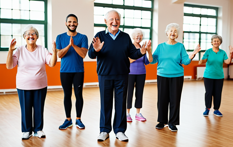 **
A professional recreation leader, fully clothed, leading a group of seniors in a gentle exercise class in a bright community center. They are smiling and engaged, safe for work, appropriate content, perfect anatomy, natural proportions, modest attire, professional photography, high quality.
**
