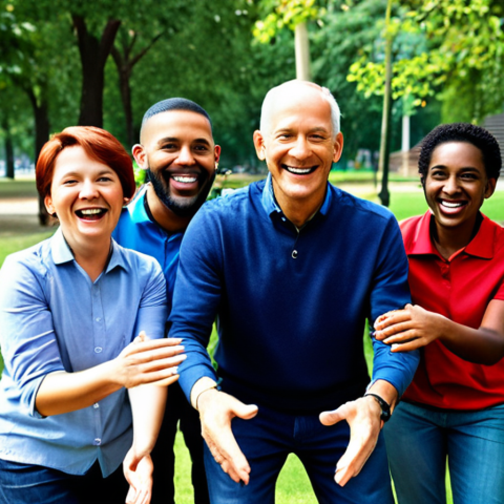 **

"A recreation leader with a warm smile, fully clothed in appropriate attire for outdoor activities, leading a diverse group of people in a fun, inclusive game in a park setting, safe for work, family-friendly, perfect anatomy, natural proportions, well-formed hands, demonstrating leadership and positive energy, professional photography, high quality"

**
