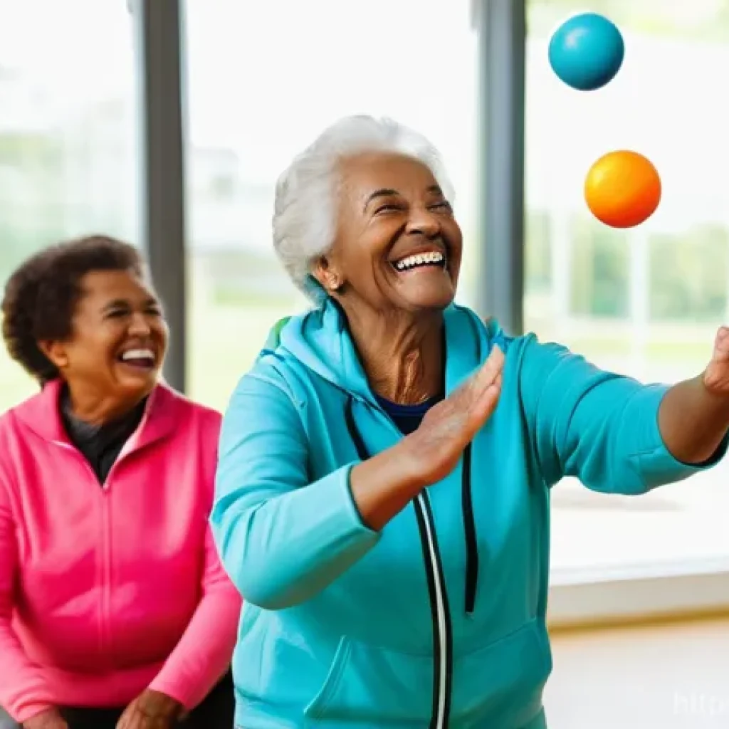 레크리에이션 지도자와 직업 만족도 조사 - **Image Prompt 1: Joyful Senior Recreation**
    A diverse group of elderly people, casually dressed...