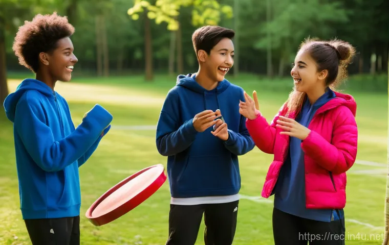 레크리에이션 지도자의 사회적 역할 - A lively outdoor community gathering featuring an intergenerational group happily participating in a...