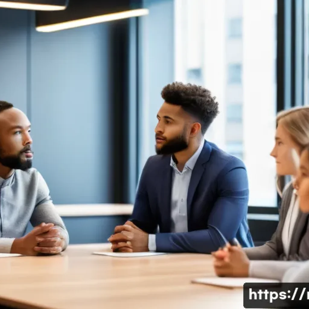 레크리에이션 지도자와 팀원 간 갈등 해결 - A diverse team engaged in an active communication workshop in a bright, modern conference room, show...