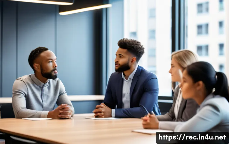 레크리에이션 지도자와 팀원 간 갈등 해결 - A diverse team engaged in an active communication workshop in a bright, modern conference room, show...